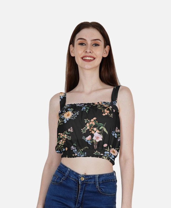 DressBerry Women's Printed Poly Crop Top